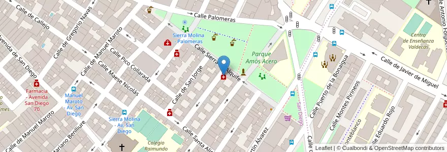 Mapa de ubicacion de Farmacia - Calle Albalate del Arzobispo 1 en スペイン, マドリード州, Comunidad De Madrid, Área Metropolitana De Madrid Y Corredor Del Henares, Madrid.