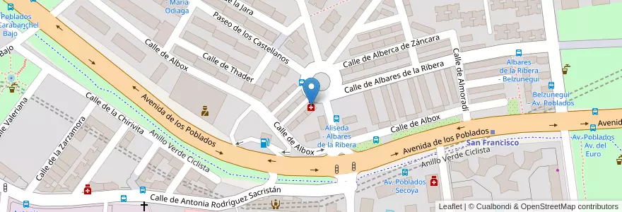 Mapa de ubicacion de Farmacia - Calle Albares de La Ribera 6 en Spain, Community Of Madrid, Community Of Madrid, Área Metropolitana De Madrid Y Corredor Del Henares, Madrid.