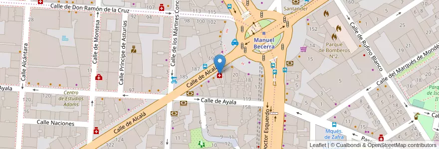 Mapa de ubicacion de Farmacia - Calle Alcalá 148 en Spanje, Comunidad De Madrid, Comunidad De Madrid, Área Metropolitana De Madrid Y Corredor Del Henares, Madrid.