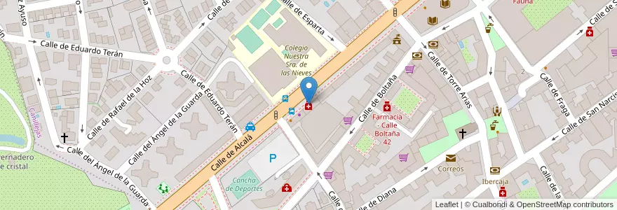 Mapa de ubicacion de Farmacia - Calle Alcalá 574 en إسبانيا, منطقة مدريد, منطقة مدريد, Área Metropolitana De Madrid Y Corredor Del Henares, مدريد.