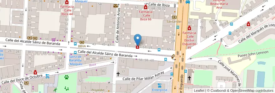 Mapa de ubicacion de Farmacia - Calle Alcalde Sáinz de Baranda 55 en إسبانيا, منطقة مدريد, منطقة مدريد, Área Metropolitana De Madrid Y Corredor Del Henares, مدريد.