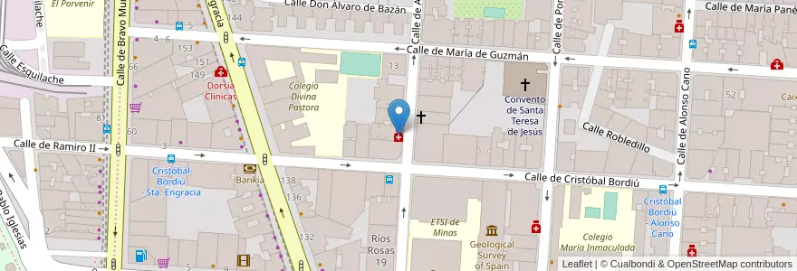 Mapa de ubicacion de Farmacia - Calle Alenza 5 en اسپانیا, بخش خودمختار مادرید, بخش خودمختار مادرید, Área Metropolitana De Madrid Y Corredor Del Henares, مادرید.