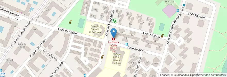 Mapa de ubicacion de Farmacia - Calle Alicún 18 en إسبانيا, منطقة مدريد, منطقة مدريد, Área Metropolitana De Madrid Y Corredor Del Henares, مدريد.