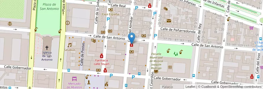 Mapa de ubicacion de Farmacia calle Almíbar esquina San Antonio en Испания, Мадрид, Мадрид, Las Vegas, Aranjuez.