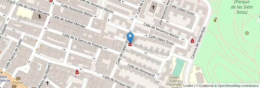 Mapa de ubicacion de Farmacia - Calle Almonacid 38 en Spanien, Autonome Gemeinschaft Madrid, Autonome Gemeinschaft Madrid, Área Metropolitana De Madrid Y Corredor Del Henares, Madrid.