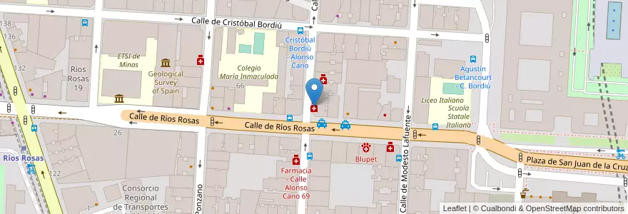 Mapa de ubicacion de Farmacia - Calle Alonso Cano 50 en Испания, Мадрид, Мадрид, Área Metropolitana De Madrid Y Corredor Del Henares, Мадрид.
