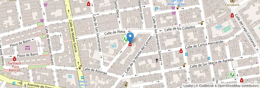 Mapa de ubicacion de Farmacia - Calle Amador Valdés 18 en Испания, Мадрид, Мадрид, Área Metropolitana De Madrid Y Corredor Del Henares, Мадрид.