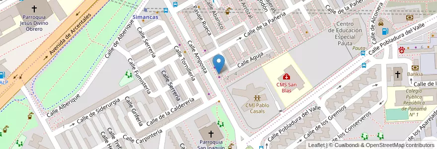 Mapa de ubicacion de Farmacia - Calle Amposta 11 en إسبانيا, منطقة مدريد, منطقة مدريد, Área Metropolitana De Madrid Y Corredor Del Henares, مدريد.