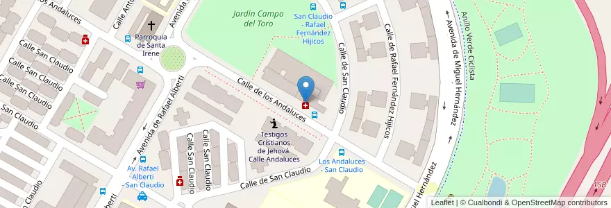 Mapa de ubicacion de Farmacia - Calle Andaluces 9 en اسپانیا, بخش خودمختار مادرید, بخش خودمختار مادرید, Área Metropolitana De Madrid Y Corredor Del Henares, مادرید.