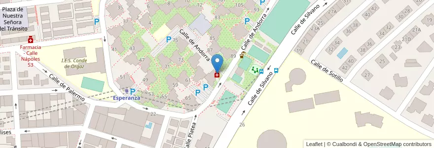 Mapa de ubicacion de Farmacia - Calle Andorra 67 en スペイン, マドリード州, Comunidad De Madrid, Área Metropolitana De Madrid Y Corredor Del Henares, Madrid.