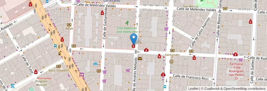 Mapa de ubicacion de Farmacia - Calle Andrés Mellado 15 en Испания, Мадрид, Мадрид, Área Metropolitana De Madrid Y Corredor Del Henares, Мадрид.