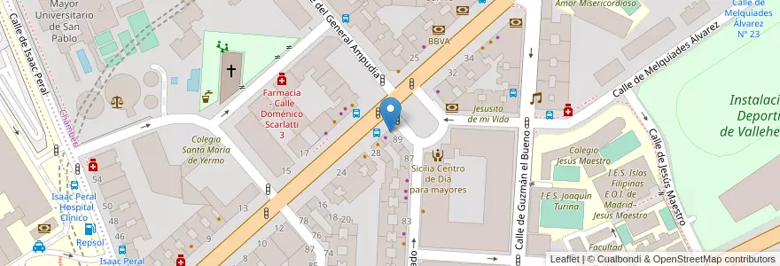 Mapa de ubicacion de Farmacia - Calle Andrés Mellado 89 en スペイン, マドリード州, Comunidad De Madrid, Área Metropolitana De Madrid Y Corredor Del Henares, Madrid.