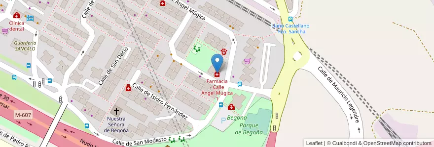 Mapa de ubicacion de Farmacia - Calle Ángel Múgica 1 en إسبانيا, منطقة مدريد, منطقة مدريد, Área Metropolitana De Madrid Y Corredor Del Henares, مدريد.