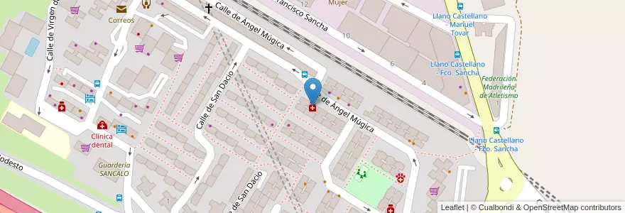 Mapa de ubicacion de Farmacia - Calle Ángel Múgica 17 en إسبانيا, منطقة مدريد, منطقة مدريد, Área Metropolitana De Madrid Y Corredor Del Henares, مدريد.