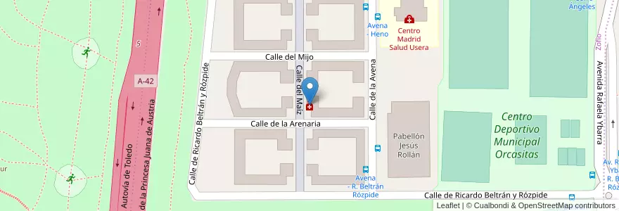 Mapa de ubicacion de Farmacia - Calle Arenaria 11 en اسپانیا, بخش خودمختار مادرید, بخش خودمختار مادرید, Área Metropolitana De Madrid Y Corredor Del Henares, مادرید.