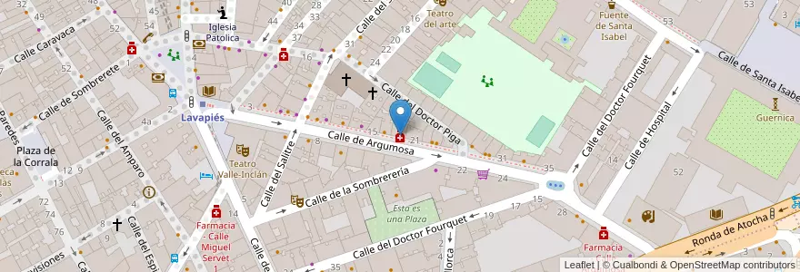 Mapa de ubicacion de Farmacia - Calle Argumosa 19 en スペイン, マドリード州, Comunidad De Madrid, Área Metropolitana De Madrid Y Corredor Del Henares, Madrid.