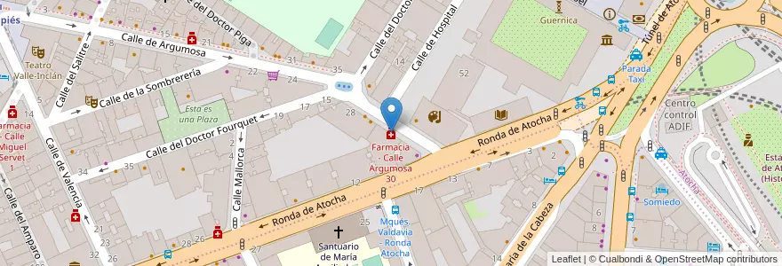Mapa de ubicacion de Farmacia - Calle Argumosa 30 en Spain, Community Of Madrid, Community Of Madrid, Área Metropolitana De Madrid Y Corredor Del Henares, Madrid.