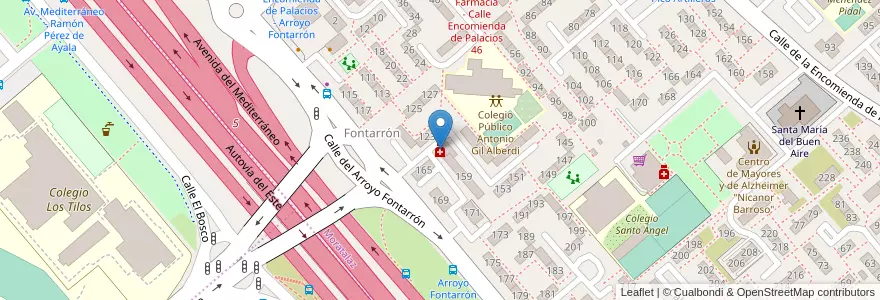 Mapa de ubicacion de Farmacia - Calle Arroyo Fontarrón 159 en Испания, Мадрид, Мадрид, Área Metropolitana De Madrid Y Corredor Del Henares, Мадрид.