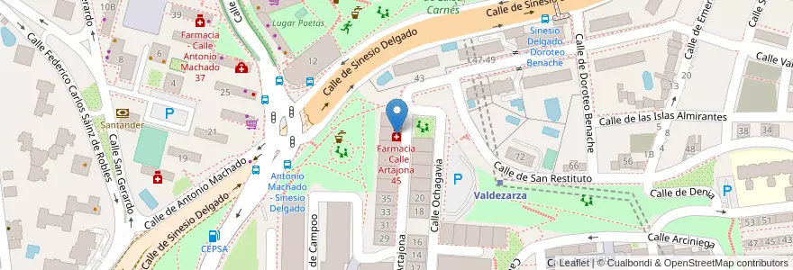 Mapa de ubicacion de Farmacia - Calle Artajona 45 en إسبانيا, منطقة مدريد, منطقة مدريد, Área Metropolitana De Madrid Y Corredor Del Henares, مدريد.