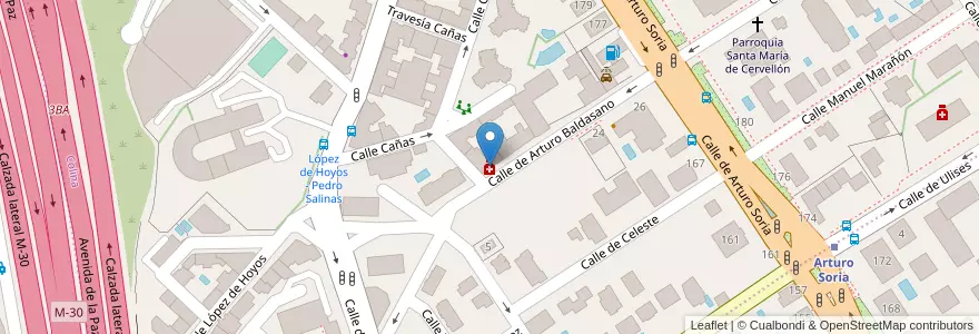 Mapa de ubicacion de Farmacia - Calle Arturo Baldasano 5 en Spain, Community Of Madrid, Community Of Madrid, Área Metropolitana De Madrid Y Corredor Del Henares, Madrid.
