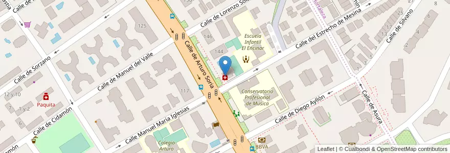 Mapa de ubicacion de Farmacia - Calle Arturo Soria 142 en Испания, Мадрид, Мадрид, Área Metropolitana De Madrid Y Corredor Del Henares, Мадрид.