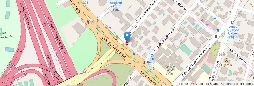 Mapa de ubicacion de Farmacia - Calle Arturo Soria 214 en スペイン, マドリード州, Comunidad De Madrid, Área Metropolitana De Madrid Y Corredor Del Henares, Madrid.