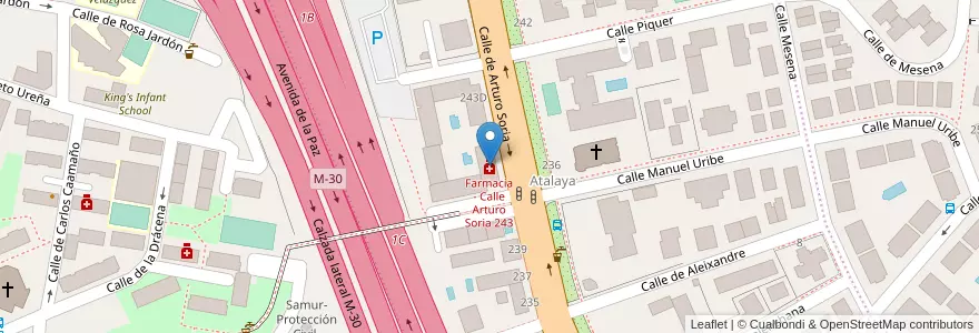 Mapa de ubicacion de Farmacia - Calle Arturo Soria 243 en إسبانيا, منطقة مدريد, منطقة مدريد, Área Metropolitana De Madrid Y Corredor Del Henares, مدريد.