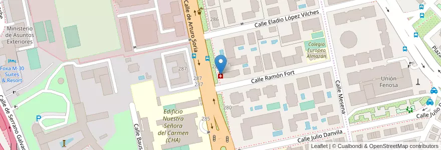 Mapa de ubicacion de Farmacia - Calle Arturo Soria 282 en Spanje, Comunidad De Madrid, Comunidad De Madrid, Área Metropolitana De Madrid Y Corredor Del Henares, Madrid.