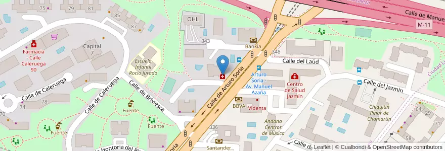 Mapa de ubicacion de Farmacia - Calle Arturo Soria 337 en إسبانيا, منطقة مدريد, منطقة مدريد, Área Metropolitana De Madrid Y Corredor Del Henares, مدريد.