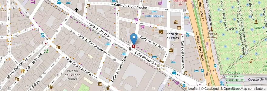 Mapa de ubicacion de Farmacia - Calle Atocha 109 en Испания, Мадрид, Мадрид, Área Metropolitana De Madrid Y Corredor Del Henares, Мадрид.