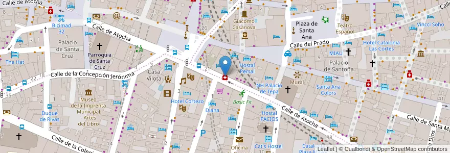 Mapa de ubicacion de Farmacia - Calle Atocha 25 en Spagna, Comunidad De Madrid, Comunidad De Madrid, Área Metropolitana De Madrid Y Corredor Del Henares, Madrid.