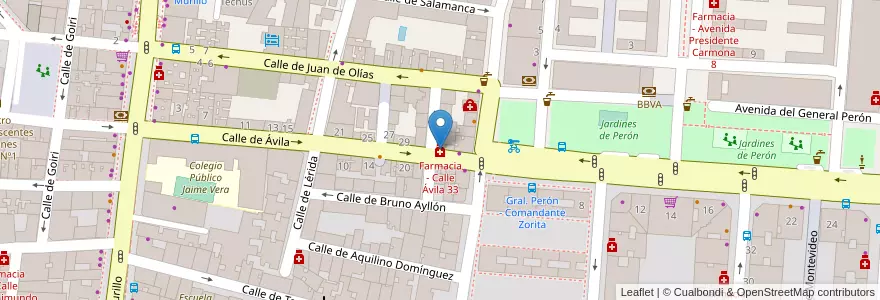 Mapa de ubicacion de Farmacia - Calle Ávila 33 en إسبانيا, منطقة مدريد, منطقة مدريد, Área Metropolitana De Madrid Y Corredor Del Henares, مدريد.