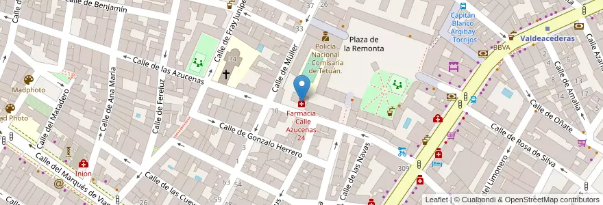 Mapa de ubicacion de Farmacia - Calle Azucenas 24 en España, Comunidad De Madrid, Comunidad De Madrid, Área Metropolitana De Madrid Y Corredor Del Henares, Madrid.