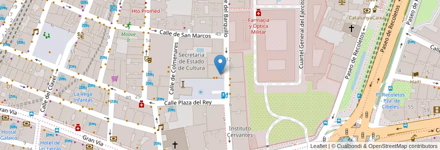 Mapa de ubicacion de Farmacia - Calle Barquillo 7 en اسپانیا, بخش خودمختار مادرید, بخش خودمختار مادرید, Área Metropolitana De Madrid Y Corredor Del Henares, مادرید.