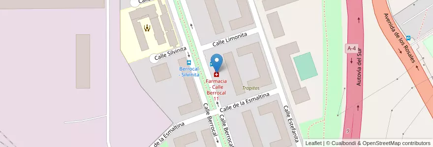 Mapa de ubicacion de Farmacia - Calle Berrocal 11 en إسبانيا, منطقة مدريد, منطقة مدريد, Área Metropolitana De Madrid Y Corredor Del Henares, مدريد.