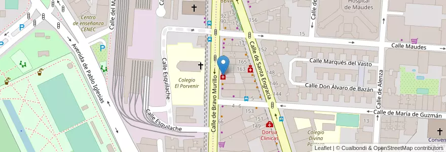 Mapa de ubicacion de Farmacia - Calle Bravo Murillo 76 en スペイン, マドリード州, Comunidad De Madrid, Área Metropolitana De Madrid Y Corredor Del Henares, Madrid.