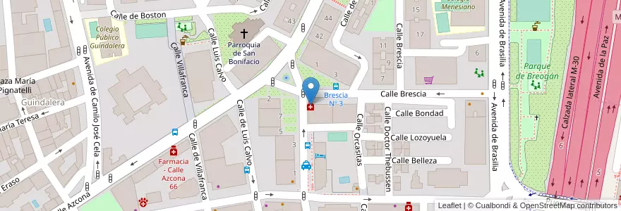 Mapa de ubicacion de Farmacia - Calle Brescia 4 en Испания, Мадрид, Мадрид, Área Metropolitana De Madrid Y Corredor Del Henares, Мадрид.