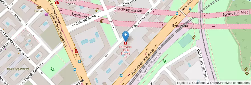 Mapa de ubicacion de Farmacia - Calle Bronce 33 en Испания, Мадрид, Мадрид, Área Metropolitana De Madrid Y Corredor Del Henares, Мадрид.
