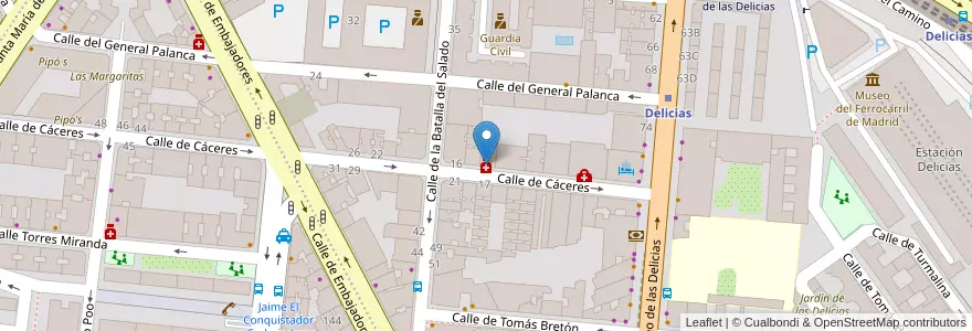 Mapa de ubicacion de Farmacia - Calle Cáceres 12 en スペイン, マドリード州, Comunidad De Madrid, Área Metropolitana De Madrid Y Corredor Del Henares, Madrid.
