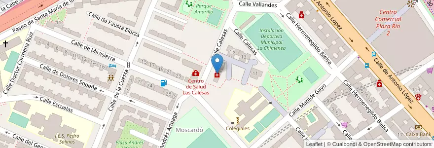 Mapa de ubicacion de Farmacia - Calle Calesas 19 en Испания, Мадрид, Мадрид, Área Metropolitana De Madrid Y Corredor Del Henares, Мадрид.