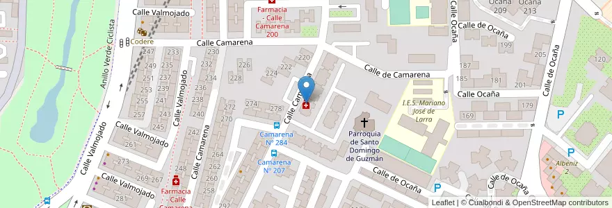 Mapa de ubicacion de Farmacia - Calle Camarena 195 en اسپانیا, بخش خودمختار مادرید, بخش خودمختار مادرید, Área Metropolitana De Madrid Y Corredor Del Henares, مادرید.