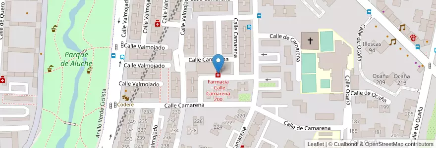 Mapa de ubicacion de Farmacia - Calle Camarena 200 en İspanya, Comunidad De Madrid, Comunidad De Madrid, Área Metropolitana De Madrid Y Corredor Del Henares, Madrid.