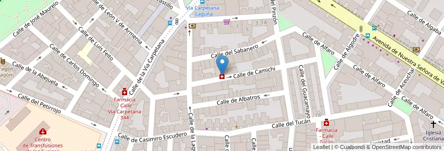 Mapa de ubicacion de Farmacia - Calle Camichi 18 en إسبانيا, منطقة مدريد, منطقة مدريد, Área Metropolitana De Madrid Y Corredor Del Henares, مدريد.