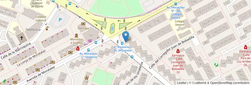 Mapa de ubicacion de Farmacia - Calle Camino de Los Vinateros 109 en Испания, Мадрид, Мадрид, Área Metropolitana De Madrid Y Corredor Del Henares, Мадрид.