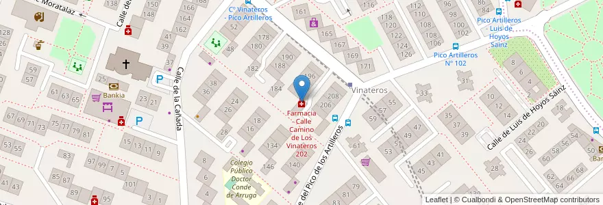 Mapa de ubicacion de Farmacia - Calle Camino de Los Vinateros 202 en Espanha, Comunidade De Madrid, Comunidade De Madrid, Área Metropolitana De Madrid Y Corredor Del Henares, Madrid.