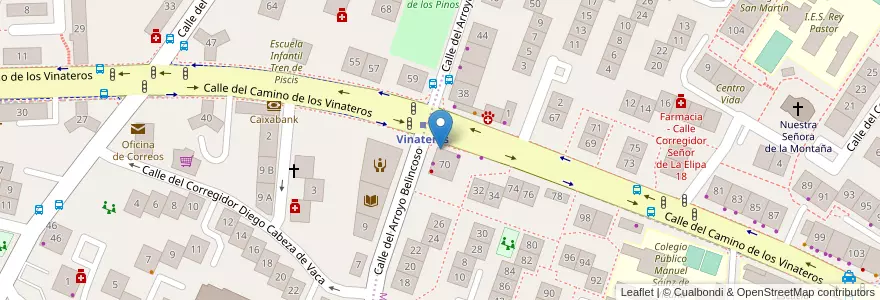 Mapa de ubicacion de Farmacia - Calle Camino de Los Vinateros 70 en Испания, Мадрид, Мадрид, Área Metropolitana De Madrid Y Corredor Del Henares, Мадрид.