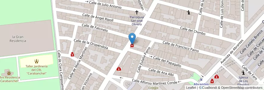 Mapa de ubicacion de Farmacia - Calle Camino Viejo de Leganés 171 en اسپانیا, بخش خودمختار مادرید, بخش خودمختار مادرید, Área Metropolitana De Madrid Y Corredor Del Henares, مادرید.
