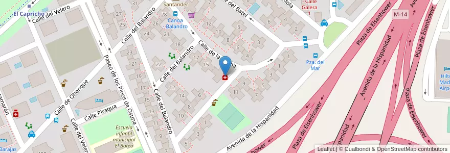 Mapa de ubicacion de Farmacia - Calle Canoa 13 en Испания, Мадрид, Мадрид, Área Metropolitana De Madrid Y Corredor Del Henares, Мадрид.