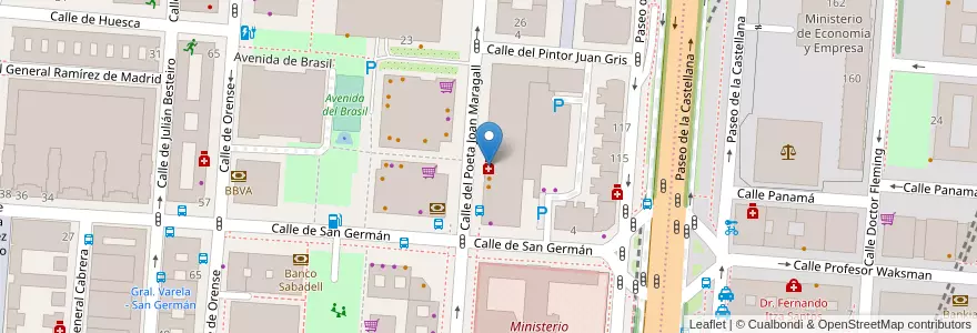 Mapa de ubicacion de Farmacia - Calle Capitán Haya 18 en Испания, Мадрид, Мадрид, Área Metropolitana De Madrid Y Corredor Del Henares, Мадрид.