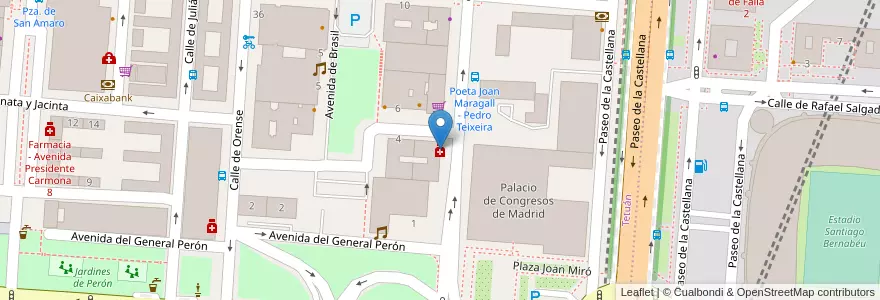 Mapa de ubicacion de Farmacia - Calle Capitán Haya 5 en Spain, Community Of Madrid, Community Of Madrid, Área Metropolitana De Madrid Y Corredor Del Henares, Madrid.